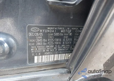 2006 Hyundai Santa Fe Gls z USA, uszkodzony, nr VIN KM8SC13D16U105681